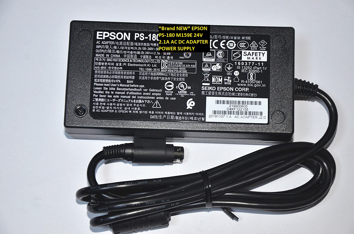 *Brand NEW*24V 2.1A AC DC ADAPTER EPSON M159E PS-180 POWER SUPPLY